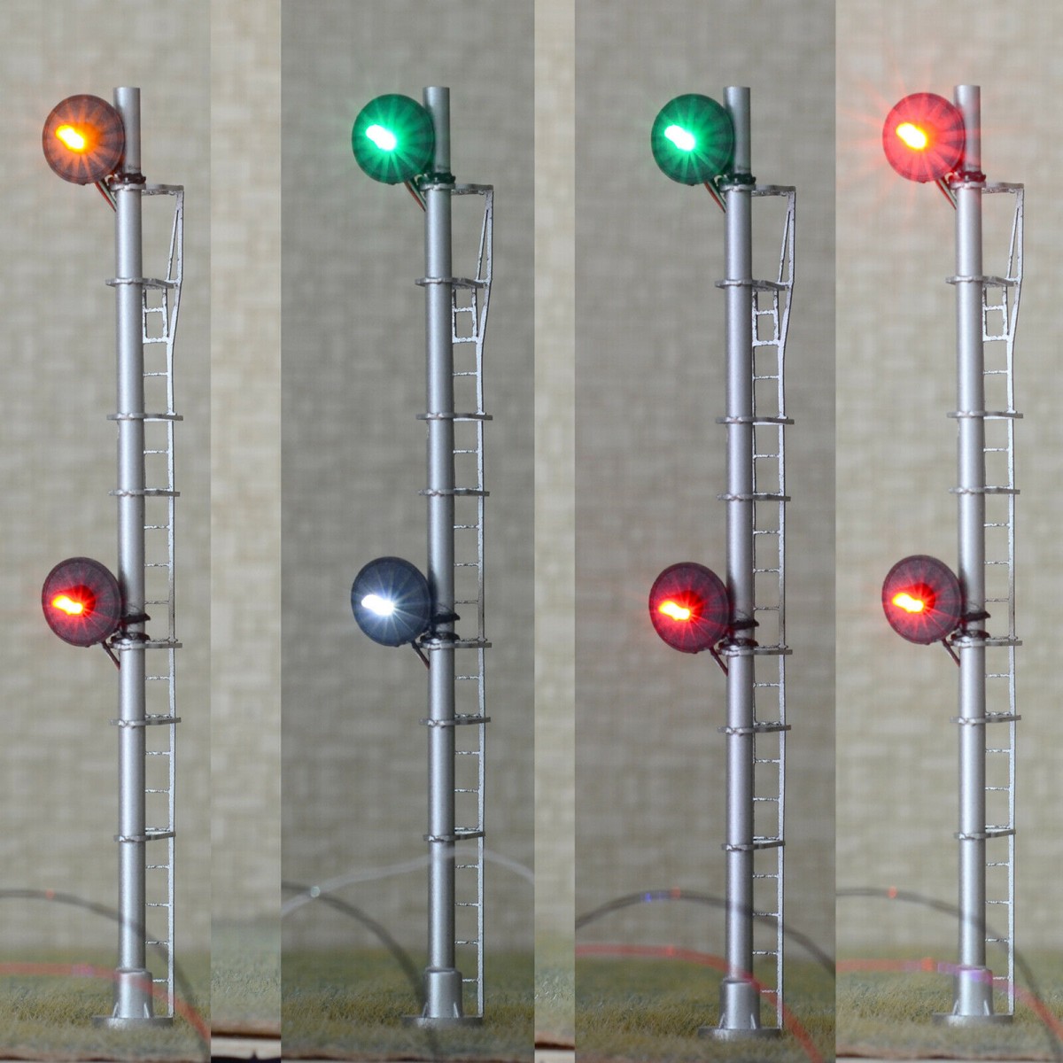 1 x HO scale model railroad 3-colors searchlight signal metal block 2 head2 #UD2
